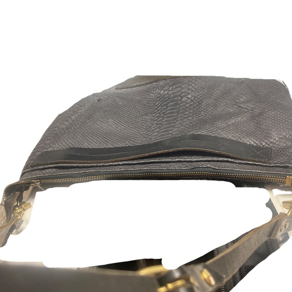 Navy blue snakeskin print leather bag (Luxury High End) - Picture 4 of 4